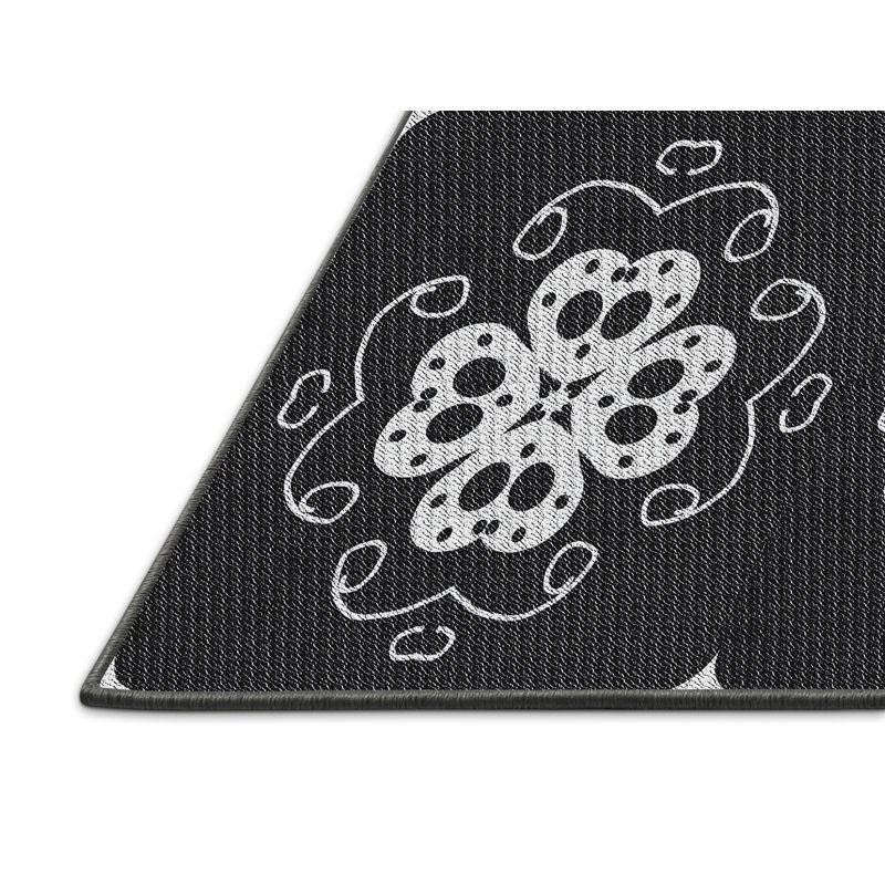 Tapis noir/blanc tissé à la machine, Rectangle 5 pi x 7 pi