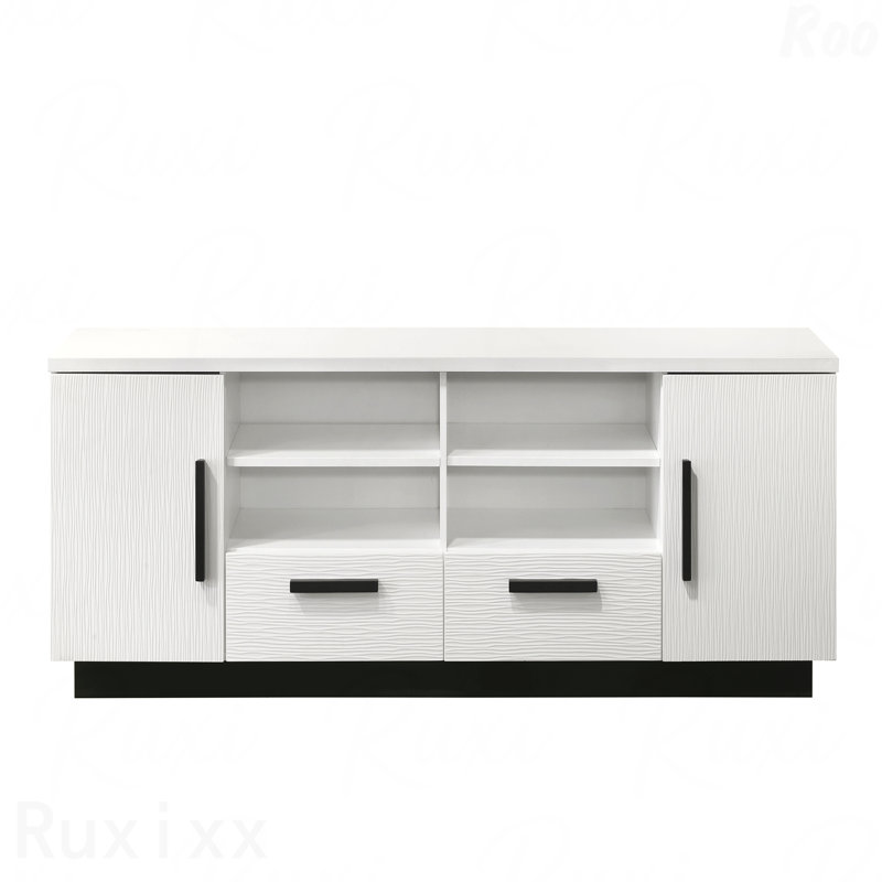 70.5" White Finish TV Stand With Drawers