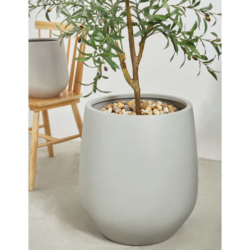 Fion Handmade Pot Planter, Smooth Gray, 16.75" H x 12.75" W x 12.75" D