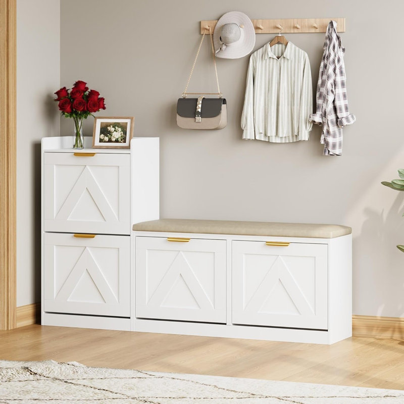 20 Pair Shoe Storage Cabinet, White