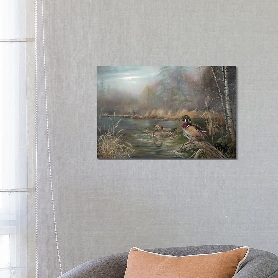 Blue Teal von Ruane Manning - Galerie-verpackte Leinwand Giclée