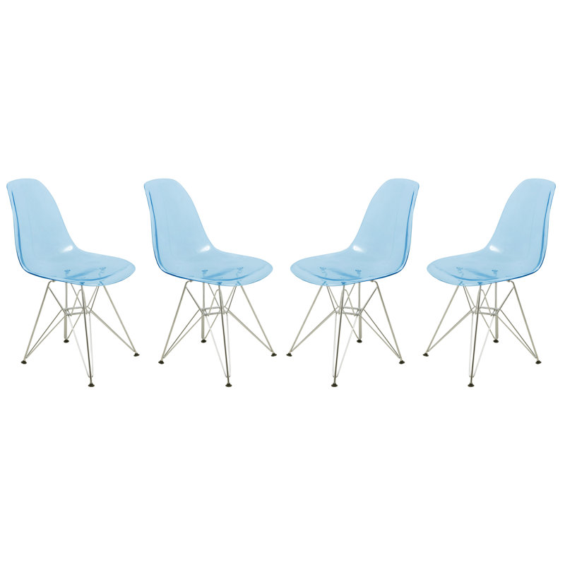Chaise de salle à manger Northfleet, Bleu transparent, Ensemble de 4, Doré