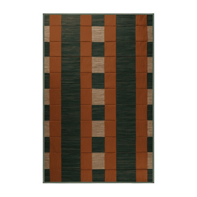 Machine Washable Checkered Green Area Rug