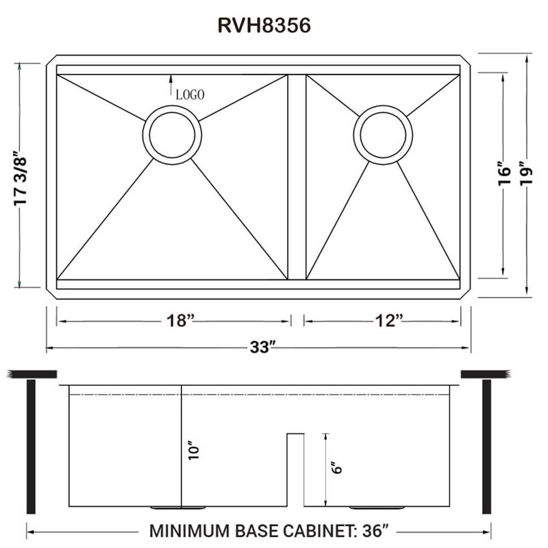 Ruvati 33-inch Workstation Ledge 60/40 Double Bowl Undermount 16 Gauge Stainless Steel Kitchen Sink