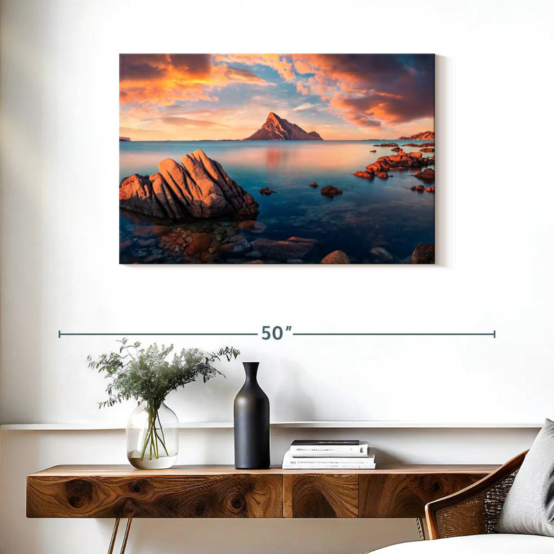 Gillard, île de la mer, paysage marin, H 24 po x l 36 po