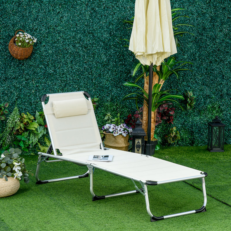 Serita Outdoor Aluminium Chaise Lounge, Outdoor Chaise Lounge, Lounge Chair, Foldable Outdoor Chaise Lounge Chair, Beige