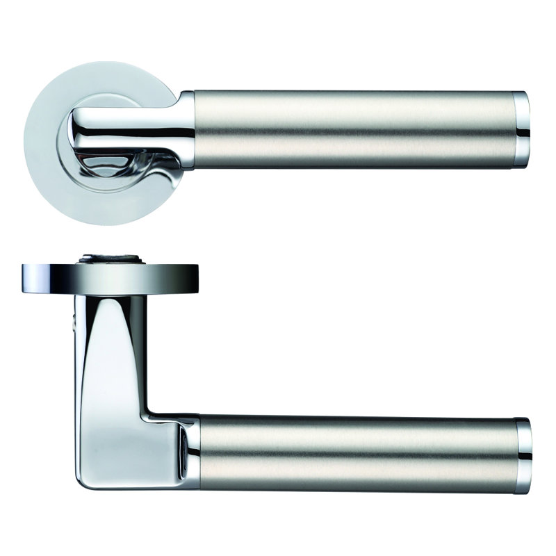 Milan Latch Door Handle, Polished Chrome/Satin Stainless