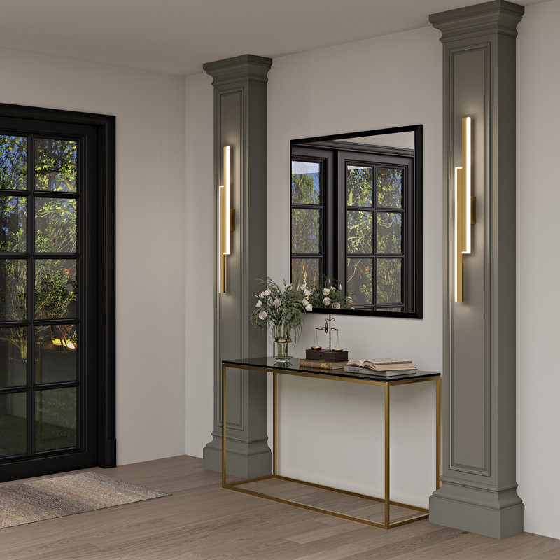 Battery Operated Flush Mounted Wall Sconce With Remote Control, 23.6" H x 5" W x 1.3" D, Gold