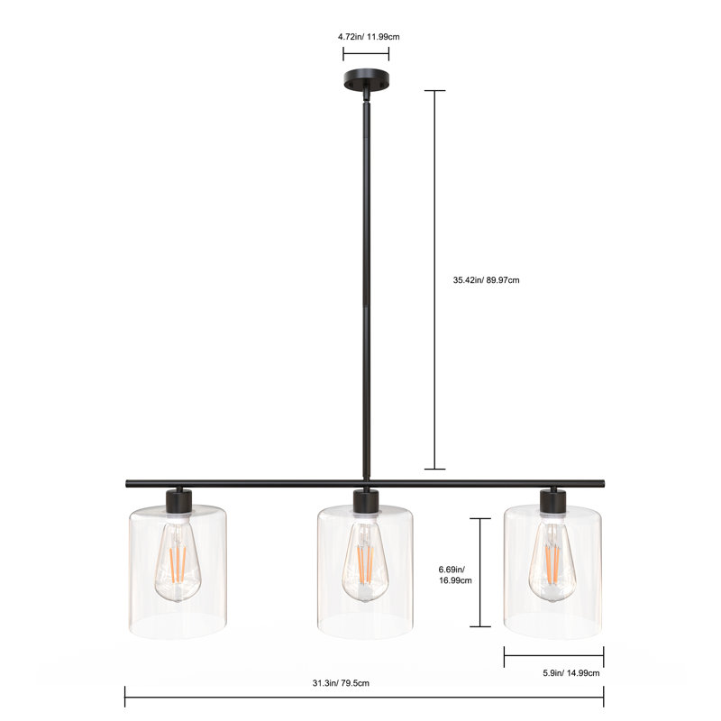 Alsey 1 - Light Kitchen Island Pendant, Black