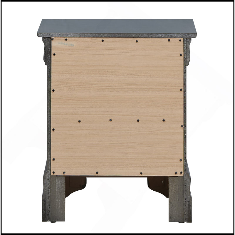 Élégante table de chevet métallique avec tiroirs, Noir