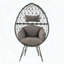 Chaise longue en osier avec structure en forme de larme et coussin rembourré, noir et gris clair