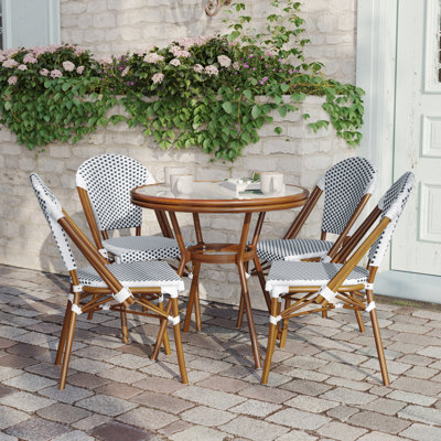 Rylan Indoor/Outdoor Commercial Bistro Set with Table and Four Chairs by Beachcrest Home