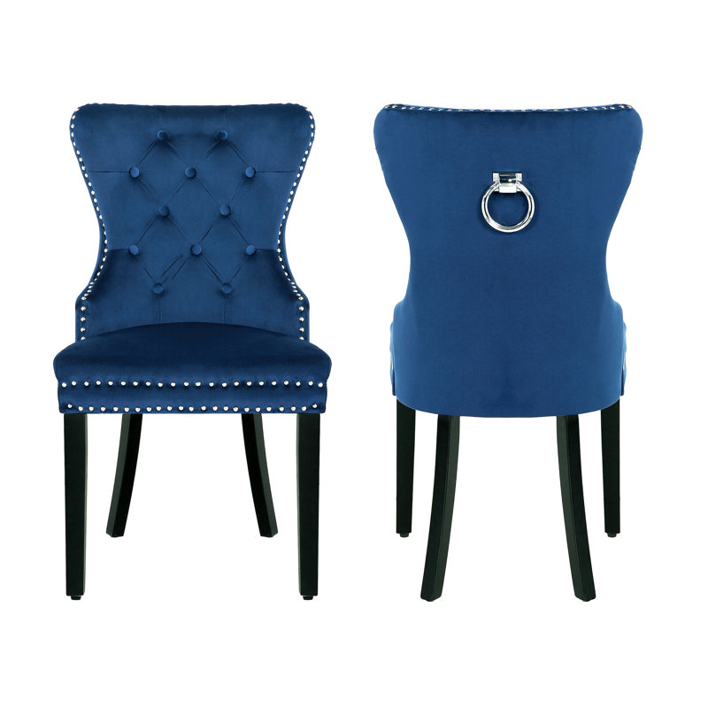 Kirsten 19.75'' H Tufted Velvet Upholstered Side Chair, Royal Blue