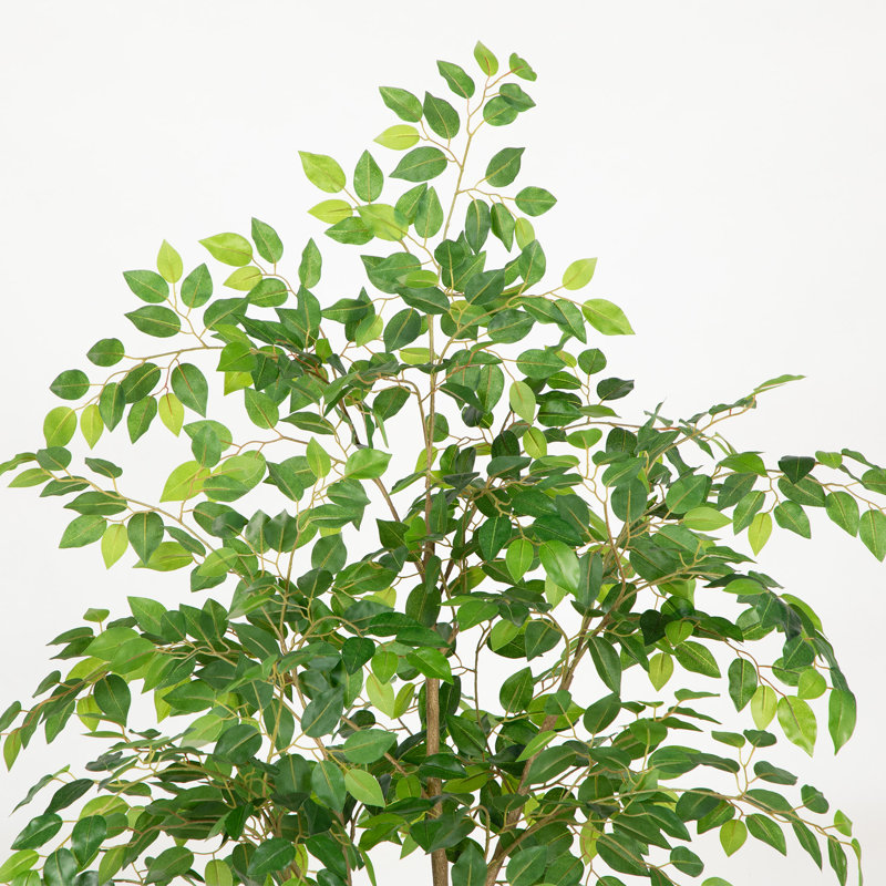 Ficus artificiel en pot avec des feuilles pleines et vibrantes et un tronc réaliste pour la décoration intérieure., 7 pi