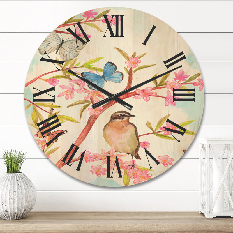 Horloge murale en bois Clever Bird, Petit