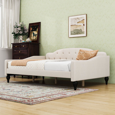 Full-Size Upholstered Tufted Daybed with Wood Slats by Alcott Hill