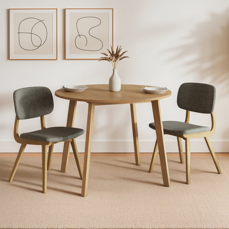 Aquin Round Solid Wood Base Dining Table, Natural