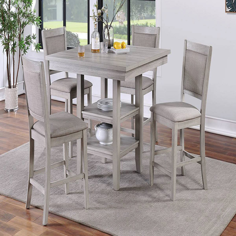 Ensemble de 5 chaises carrées avec tablettes et coussins de style moderne