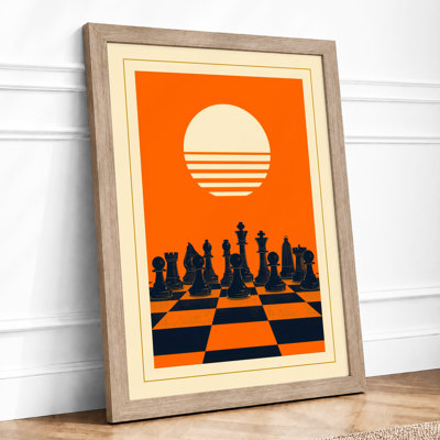 Sun and Chessmen Retro - Framed Print