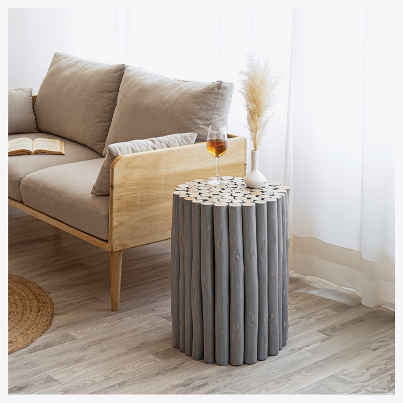 Caylea Solid Wood End Table, Gray