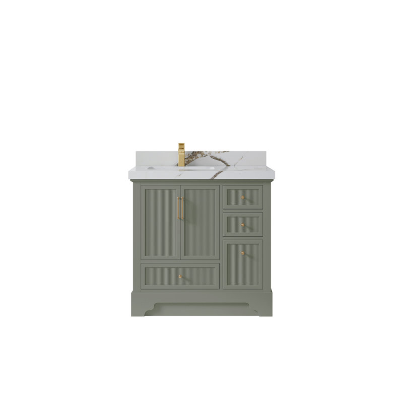 Colisa 36'' Single Bathroom Vanity with Top, Calacatta Gold