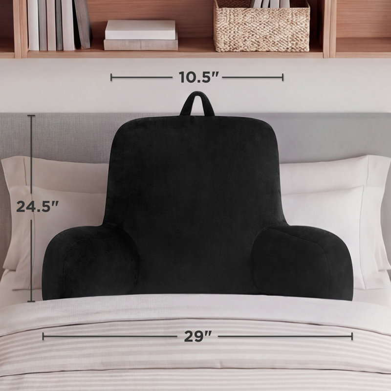 The Sheet Lab Plush Backrest Pillows, Black, 29" x 24.5" x 10.5"
