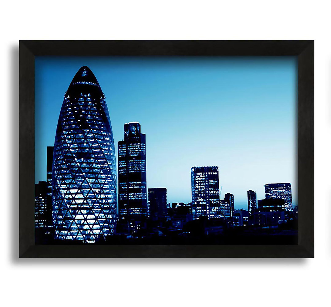 Gerahmtes Leinwandbild London The Gherkin Blue Cast