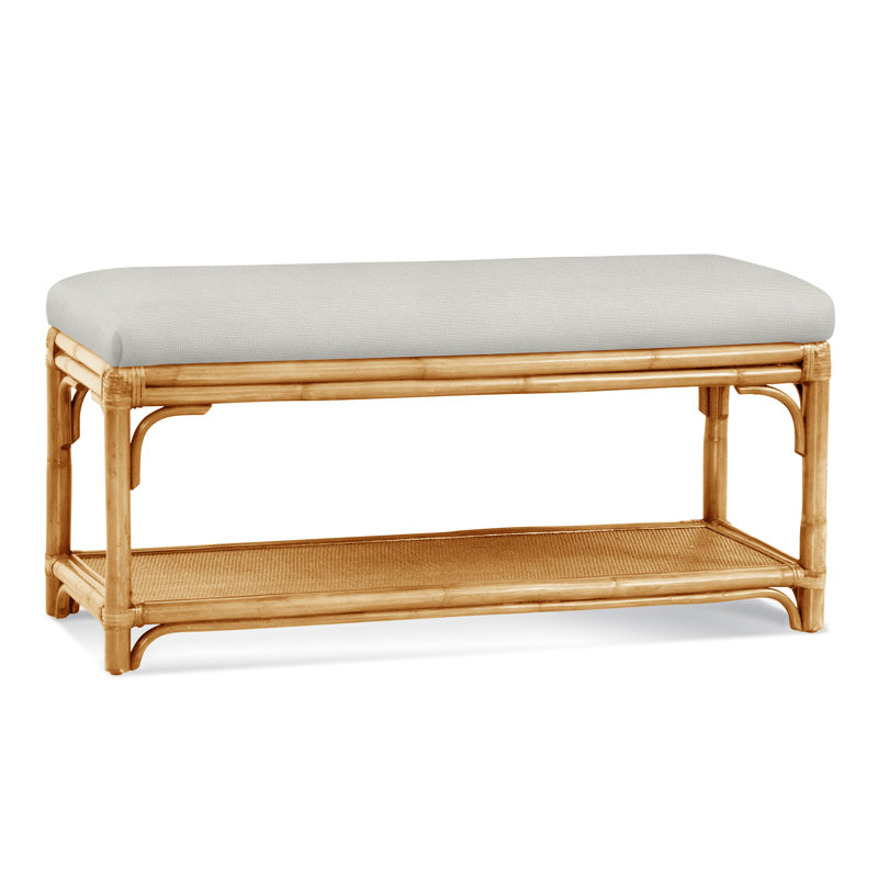 Summer Retreat Wicker Shelf Storage Bench, Honey, Basic Beige, 0317-85