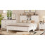 Ensemble de chambre à coucher grand lit 3 pièces avec table de chevet et commode Majunew-1844694036