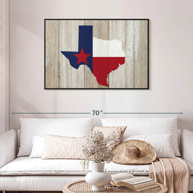Texas Flag State Citlali, Floating Frame Black, 43" X 29"