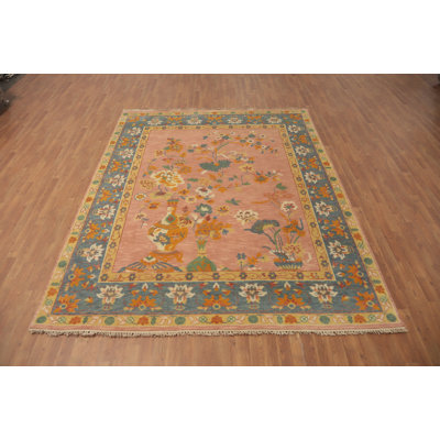 Tapis oriental à motif floral Art déco fait à la main 8 x 10