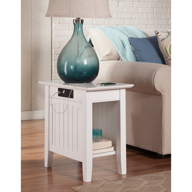 Table de bout avec rangement Tolleson, Noyer