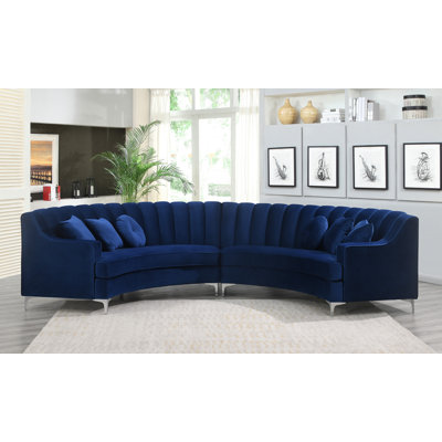 Steubenville Velvet Curved Sectional Symmetrical