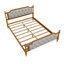 Structure de lit en bois massif avec tête de lit capitonnée, aucun sommier requis, grand-1291272358