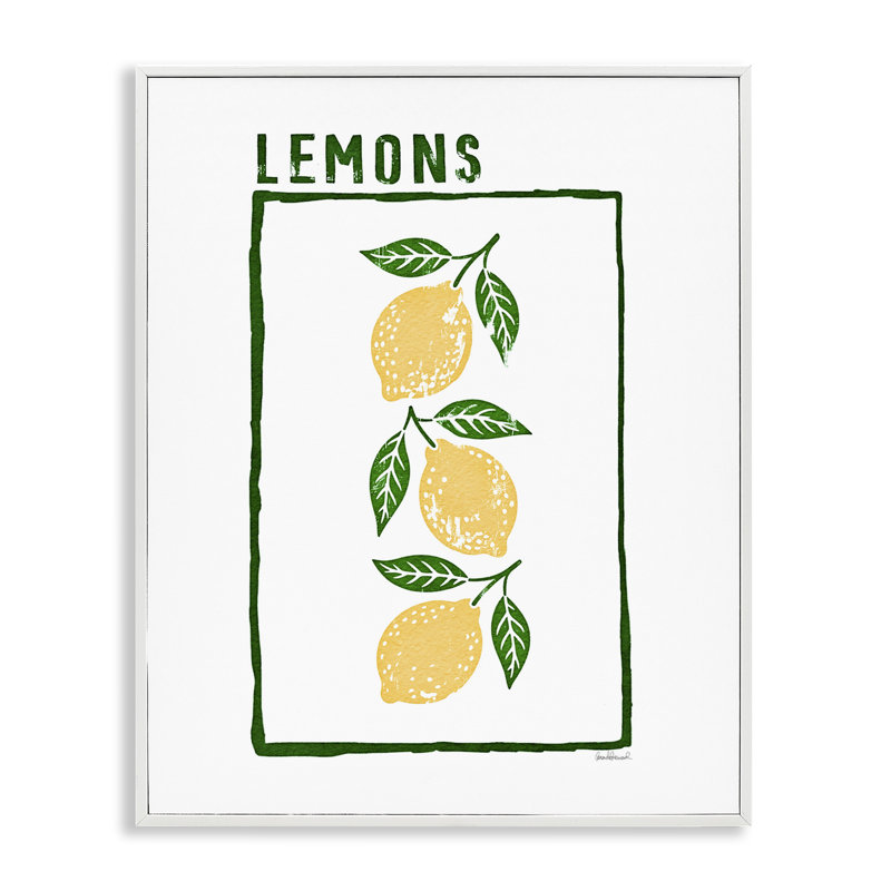 «Tasty Summer Lemons», dessin par Amanda Greenwood, Giclée encadrée blanc bord de mer, H 20 po x l 16 po