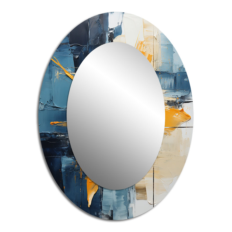 Abstract Layers I - Modern Oval Wall Mirror, 40" x 30"
