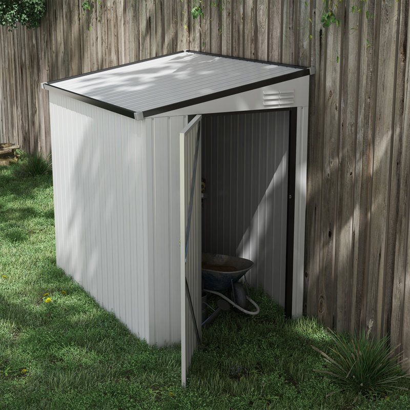 Metal Lean-to Storage Shed, White, 72"H x 48"W x 72"D