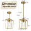 Luminaire suspendu lanterne dorée 1 lumière avec abat-jour en verre 
