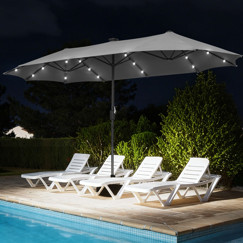 Parasol de marché rectangulaire 13 pi Hopkinton, Gris