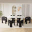Ensemble de table de salle à manger à double piédestal en marbre blanc-1809666421-1809666423