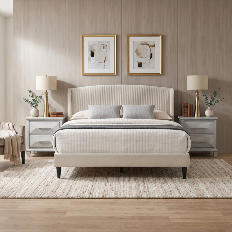 Clarence Contemporary 3 Pieces Bedroom Set, Full, 3 Pcs: Bed, 2 Nightstands