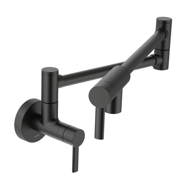 Moen Modern Wall Mount Swing Arm Folding Pot Filler Kitchen Faucet, Matte Black