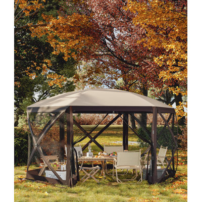 Pavillon de jardin escamotable avec abat-jour de camping, abri de camping 12 x 12 pi, avec 6 auvents d'intimité amovibles, et fabriqué en tissu Oxford 210D pour la terrasse, la cour et la pelouse