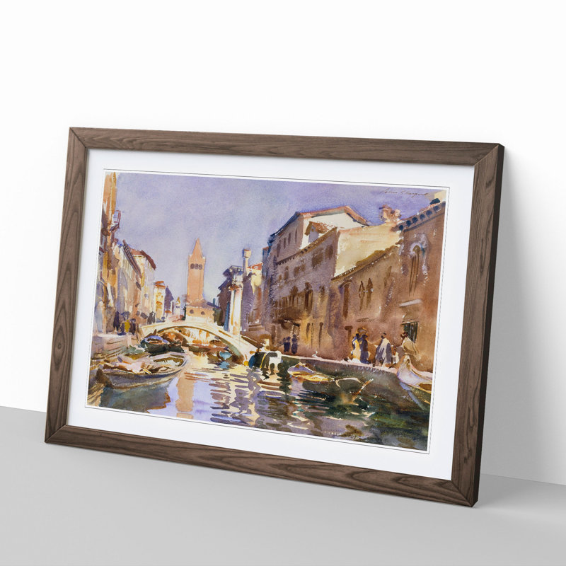 Venetian Canal by John Singer Sargent - Picture Frame Painting, 27cm H x 36cm W x 2cm D, Walnut Framed