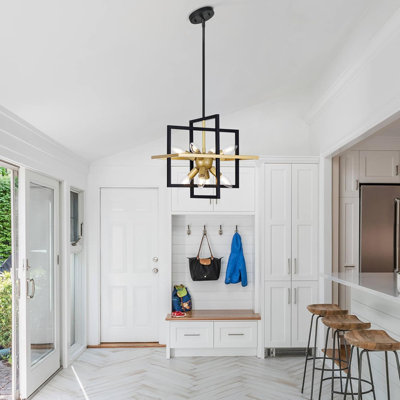 Lustre suspendu moderne à 8 lumières géométriques, luminaire carré industriel réglable pour salle à manger, îlot de cuisine, vestibule, couloir