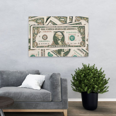 American One Dollar Bills Contemporary Wall Art Print 1 Piece Wrapped Canvas Wall Art