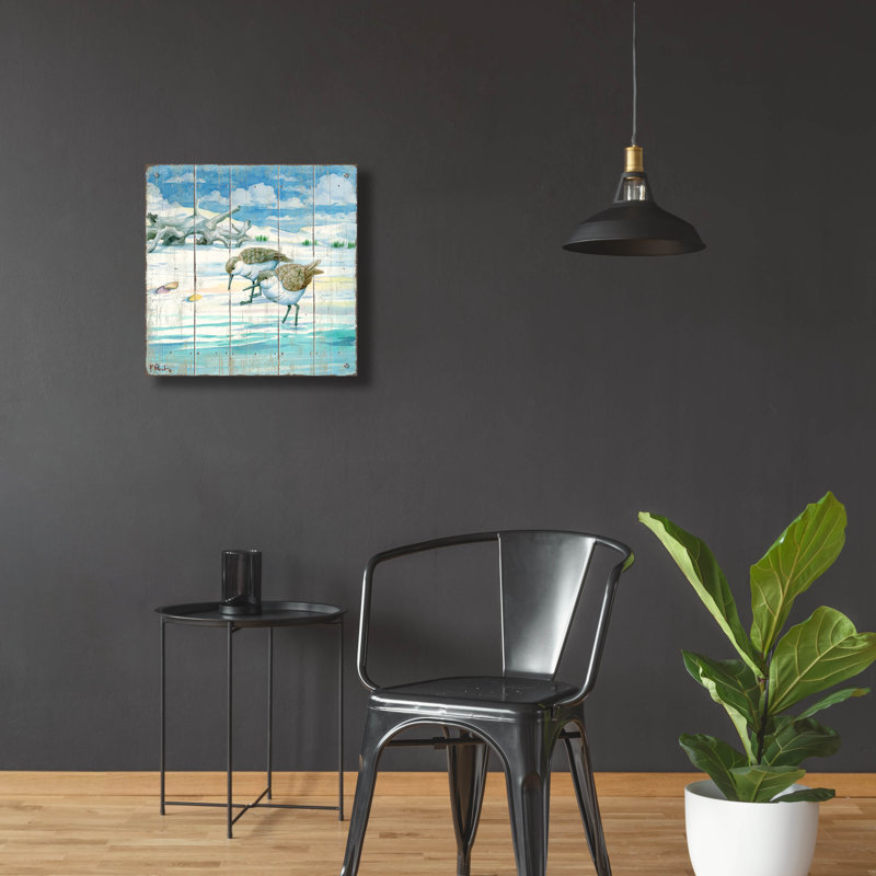 «Shoreline Sandpipers II» par Paul Brent, art en verre acrylique Wal, H 24 po x l 24 po x P 0,2 po