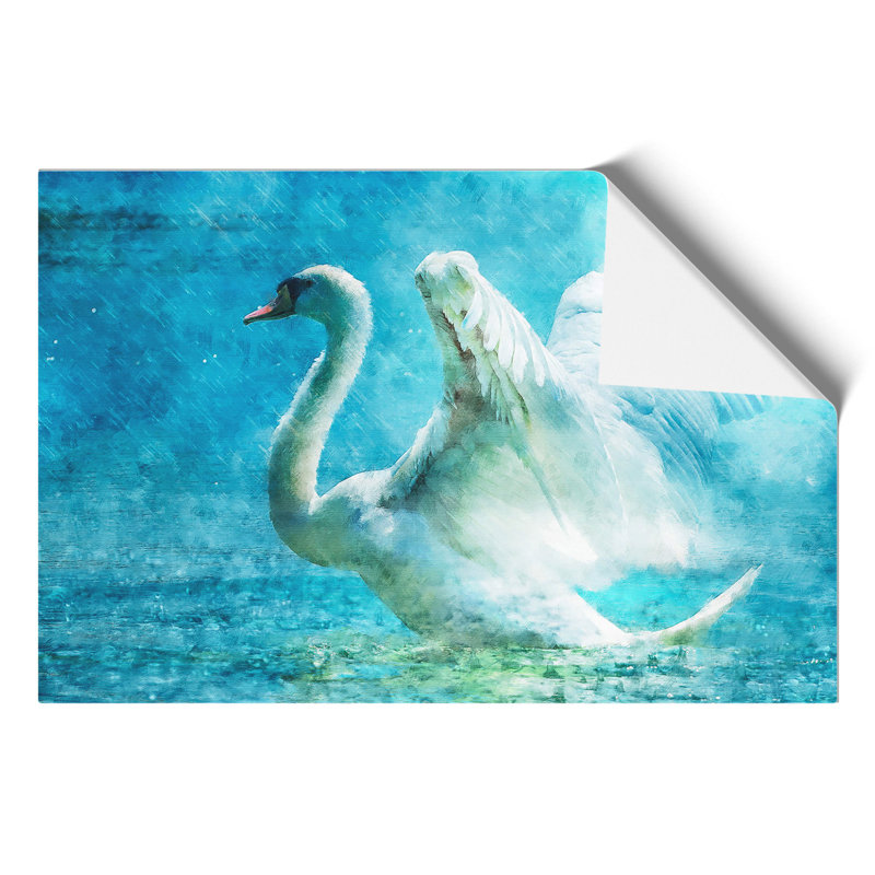 White Swan Painting - Frameless Print, 42cm H x 59cm W x 0.1cm D