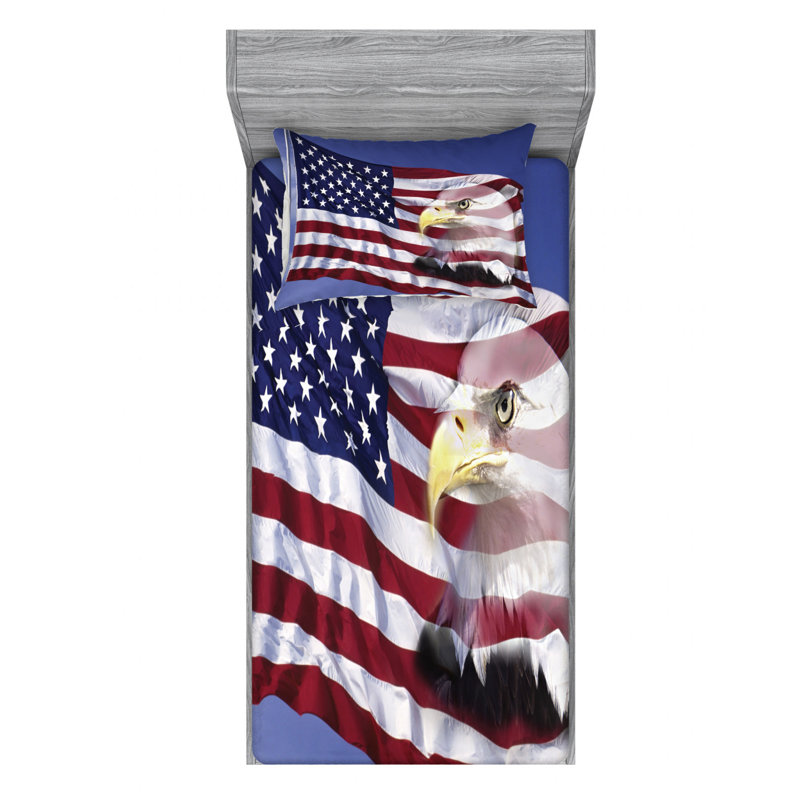 Patriotic American Flag Twin Microfiber Sheet Set