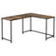 Bureau d'angle en L pour bureau à domicile, 151 cm (59,39 pouces), stratifié brun, métal noir, bureau d'angle en L au style contemporain, gain de place-438415004